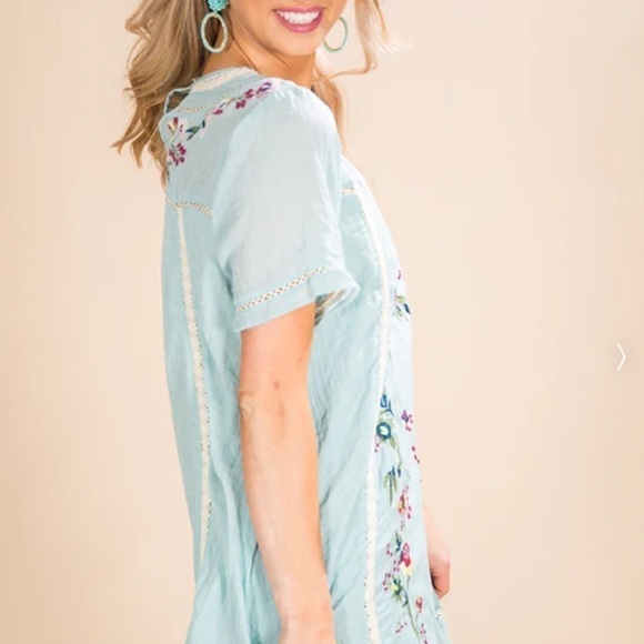 Umgee Meet Me in Paradise Blue Shift Dress Size Medium - Picture 3 of 8